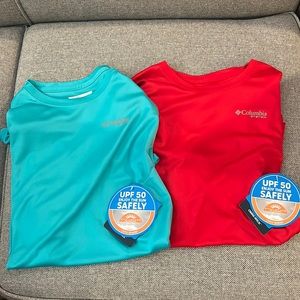 Two Columbia fishing/ swim shirts for boys
